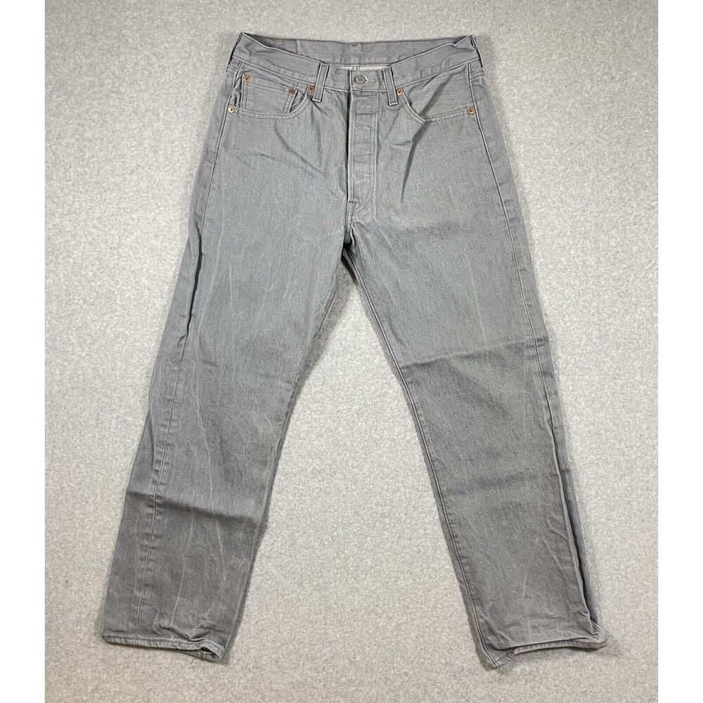 Levis 501 Jeans Mens 34x32 (30x28) Gray Button Fly Straight Stone Wash Rugged